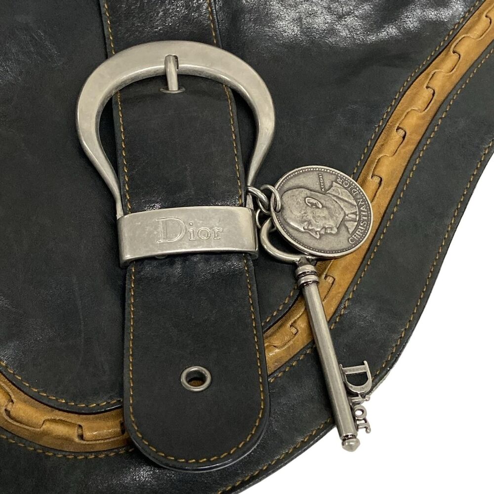 Christian Dior DIOR/ChristianDior Gaucho Shoulder Bag Black Brown - Picture 15 of 15